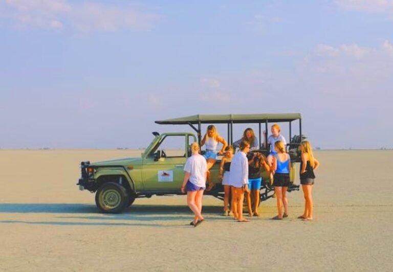 Des gens descendent d'un 4X4 sur la plage à Sal